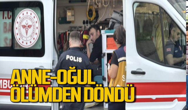Yangında anne ve oğlu ölümden döndü!