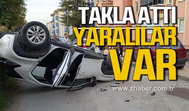 Çaycuma'da otomobil takla attı! Yaralılar var