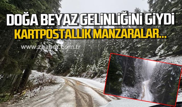 Karabük’te doğa beyaz gelinliğini giydi! Kartpostallık manzaralar oluştu!