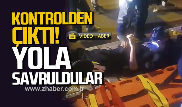 Kontrolden çıkan motosiklet yola savruldu: 2 Kişi yaralandı!