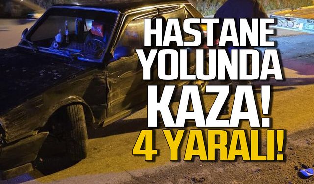 Hastane yolunda kaza yaptı. 4 kişi yaralandı