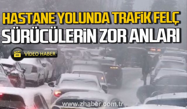 Zonguldak'ta hastane yolunda trafik felç. Sürücülerin zor anları.