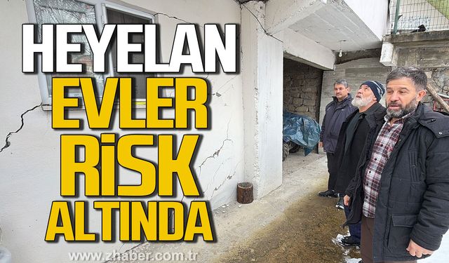 Bartın’da heyelan. Evler risk altında.
