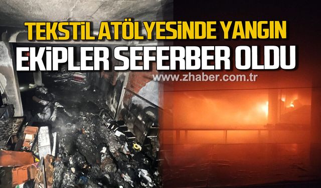 Çaycuma'da Tekstil atölyesinde yangın. Ekipler seferber oldu.