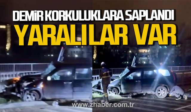 Bartın’da araç demir korkuluklara saplandı. Yaralılar var