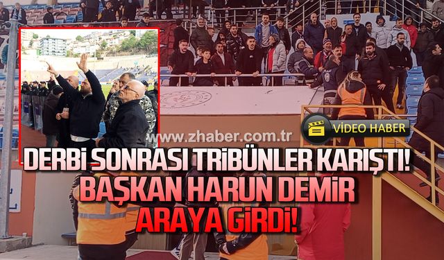 Maç sonrası tribünler karıştı. Harun Demir araya girdi