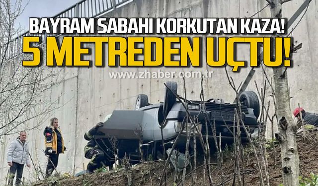 Bartın’da kontrolden çıkan araç 5 metreden düştü