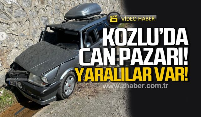 Kozlu'da can pazarı. Otomobi duvara çarptı yaralılar var