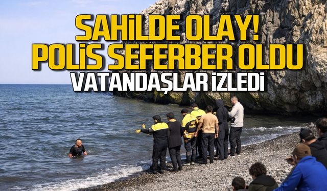 Denize atladı... Polis seferber oldu, vatandaşlar izledi