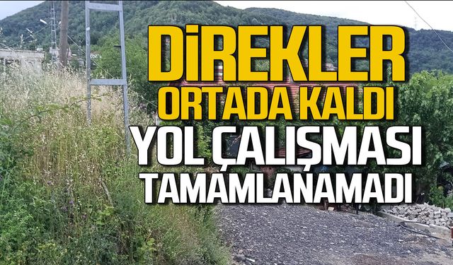 Direkler ortada kaldı Yol çalışması tamamlanamadı