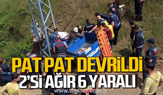 Alaplı'da pat pat devrildi. 2'si ağır 6 yaralı.