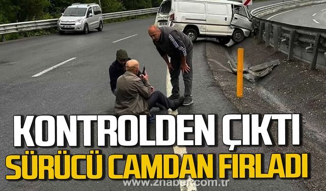 Zonguldak-Kdz. Ereğli kara yolunda kamyonet kontrolden çıktı. Sürücü camdan fırladı.