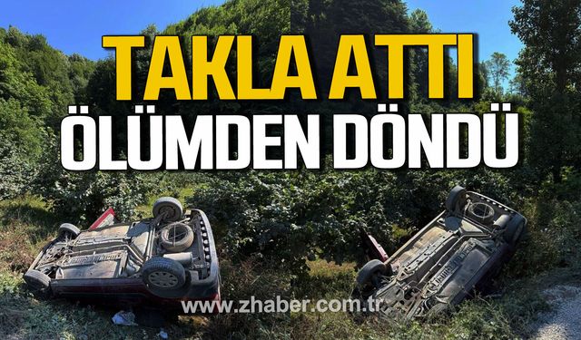 Alaplı'da otomobil takla attı. Sürücü ölümden döndü.