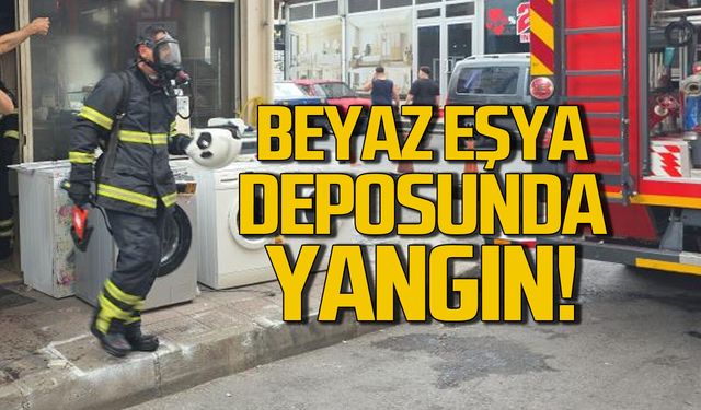 Beyaz eşya deposunda yangın