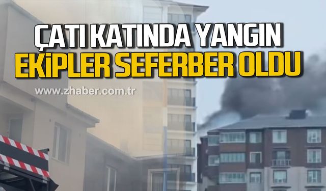 Gülüç'te çatı katında yangın. Ekipler seferber oldu.