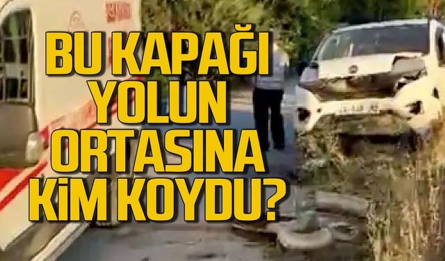 Rögar kapağına çarpan otomobil kaza yaptı