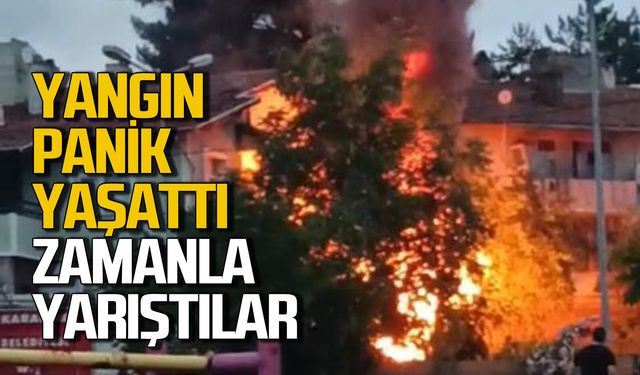 Yangın panik yaşattı: Zamanla yarıştılar