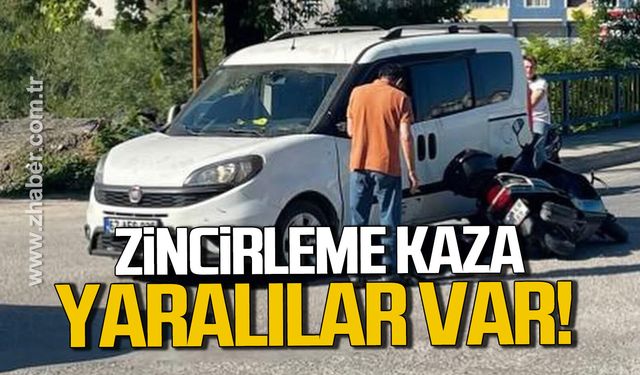 Alaplı’da zincirleme kaza; Motosikletteki 2 kişi yaralandı