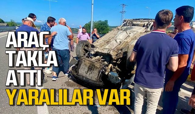 Çaycuma-Bartın yolunda kontrolden çıkan araç takla attı