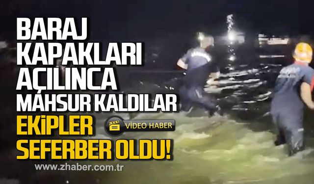 Çaycuma'da baraj kapakları açılınca mahsur kaldılar. Ekipler seferber oldu
