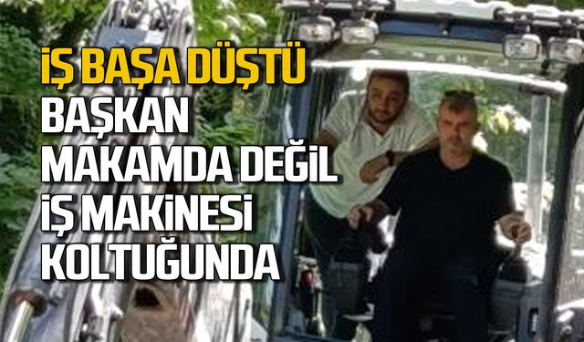 İş başa düştü... Başkan makamda değil kepçe koltuğunda