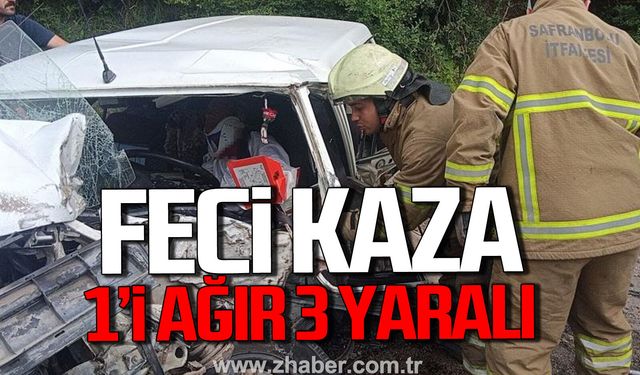 Karabük'te otomobil tıra çarptı. 1'i ağır, 3 yaralı