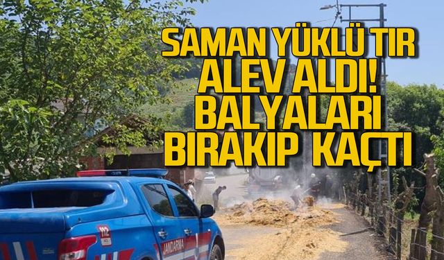 Saman yüklü tır alev aldı... Balyaları bırakıp kaçtı