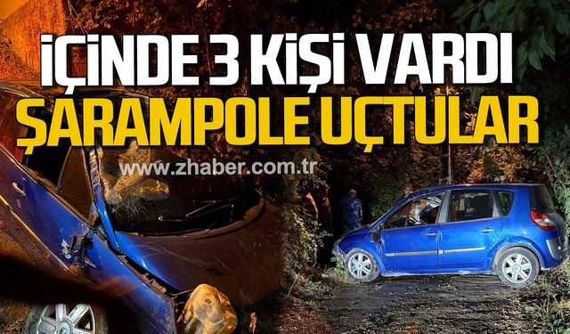 Kozlu'da otomobil şarampole uçtu. Yaralılar var.