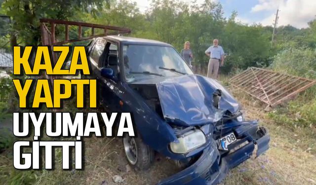 Kaza yapan sürücü aracını bırakıp uyumaya gitti
