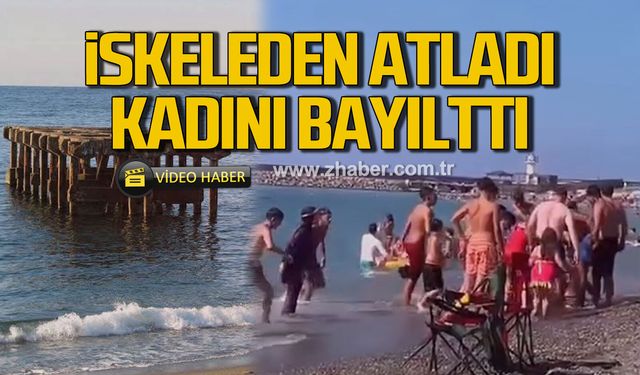 Filyos’ta iskeleden atladı, kadını bayılttı