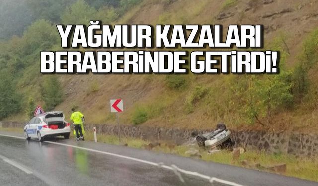 Yağışlı hava kazaları beraberinde getirdi