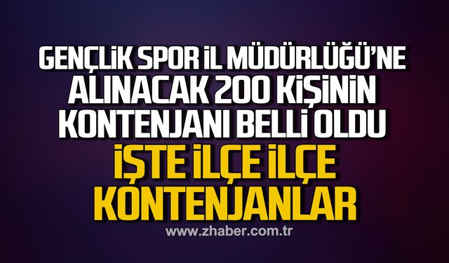 Zonguldak Gençlik ve Spor İl Müdürlüğü'ne alınacak 200 kişinin kontenjanı belli oldu
