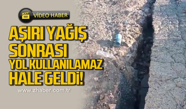 Aşırı yağış sonrası yol kullanılamaz hale geldi