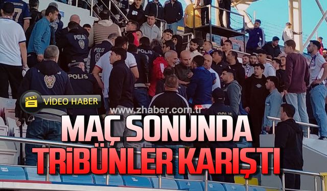 Maç sonunda tribünler karıştı