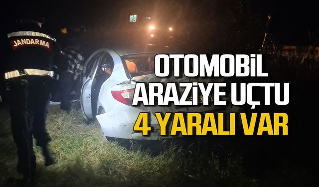Çaycuma'da kontrolden çıkan otomobil araziye uçtu; 4 yaralı