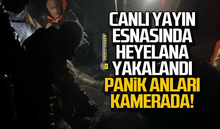 Canlı yayın esnasında heyelana yakalandı! Panik anları kamerada!