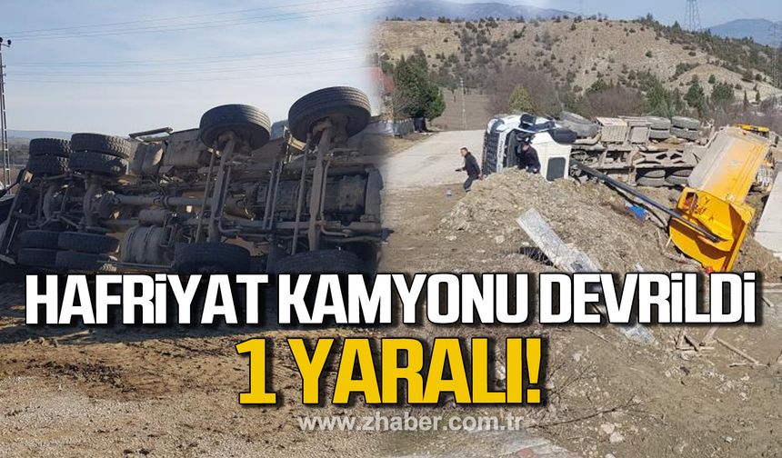 Karabük'te hafriyat kamyonu devrildi! Sürücü yaralandı!