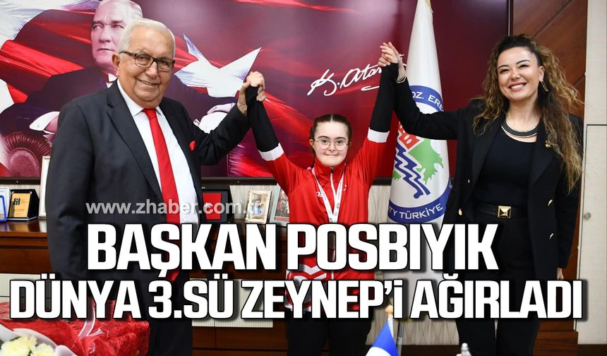 Başkan Posbıyık Dünya 3.sü Zeynep Tuncay'ı makamında ağırladı!
