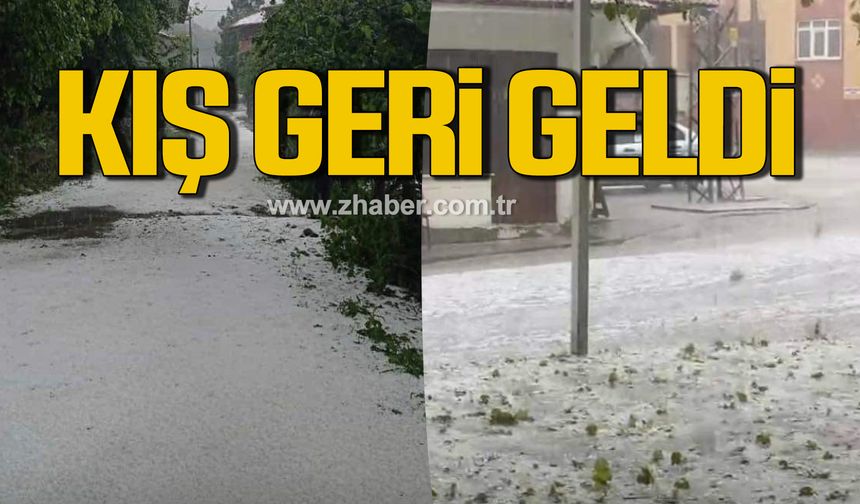 Zonguldak'ta yükseklere dolu yağdı! Manzara kış günlerini aratmadı!