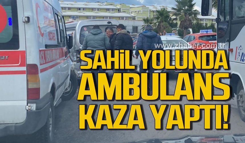 Kozlu sahil yolunda ambulans kaza yaptı!