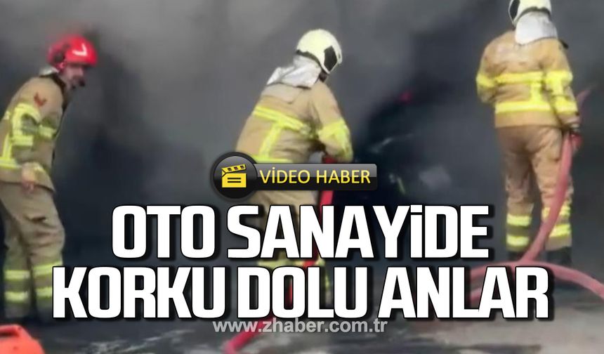 Korku dolu anlar! Bartın'da oto sanayide yangın!