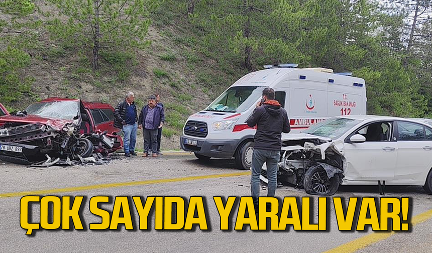 Feci kaza: İki otomobil kafa kafaya çarpıştı: Çok sayıda yaralı var!