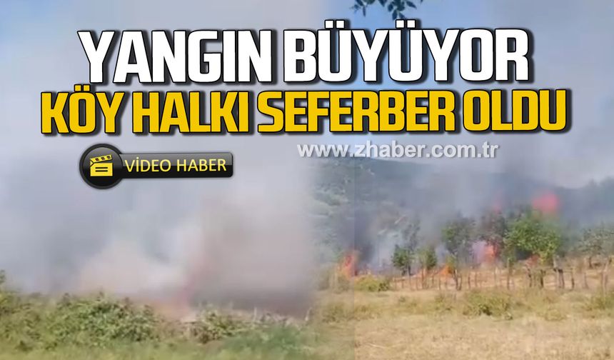 Çaycuma'da yangın büyüyor! Köy halkı seferber oldu!