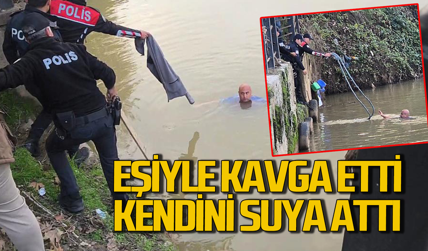 Eşiyle tartıştı, kendini sulara attı: Halatla kurtarıldı!