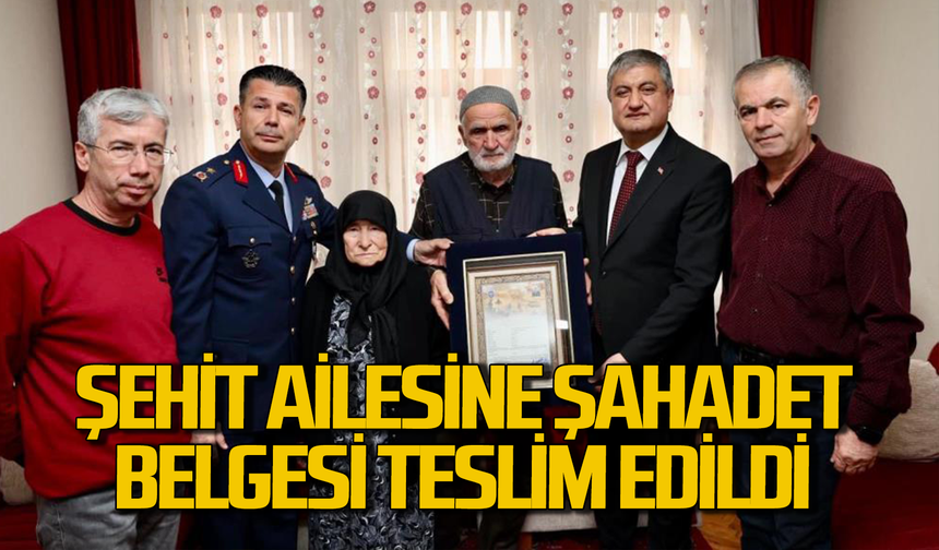 Şehit Özcan'ın ailesine şehadet belgesi teslim edildi