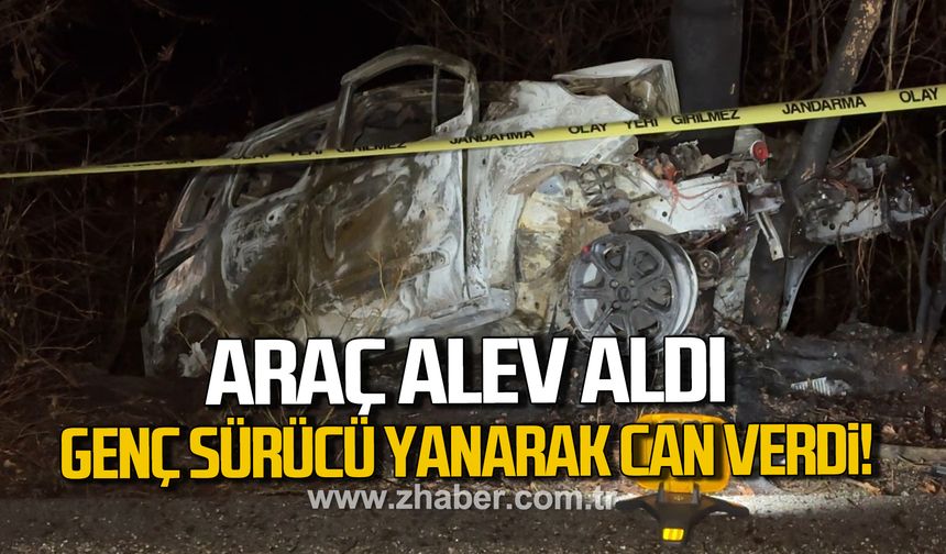 Safranbolu'da feci kaza! Genç sürücü yanarak can verdi!