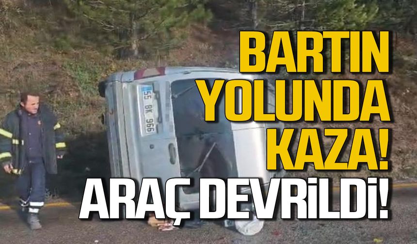 Karabük Bartın yolunda kaza! Araç devrildi!