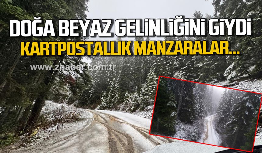 Karabük’te doğa beyaz gelinliğini giydi! Kartpostallık manzaralar oluştu!