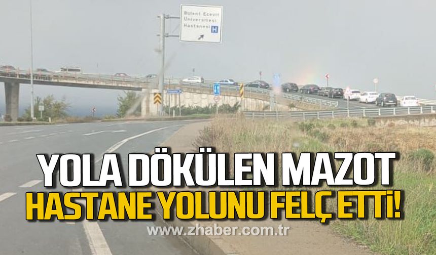 Yola dökülen mazot hastane yolunu felç etti!