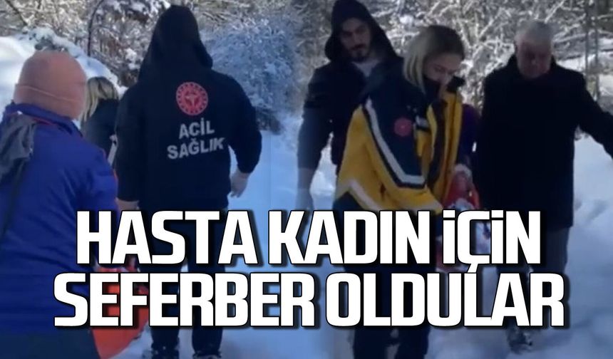 Kar engel olmadı. Hasta kadın için seferber oldular